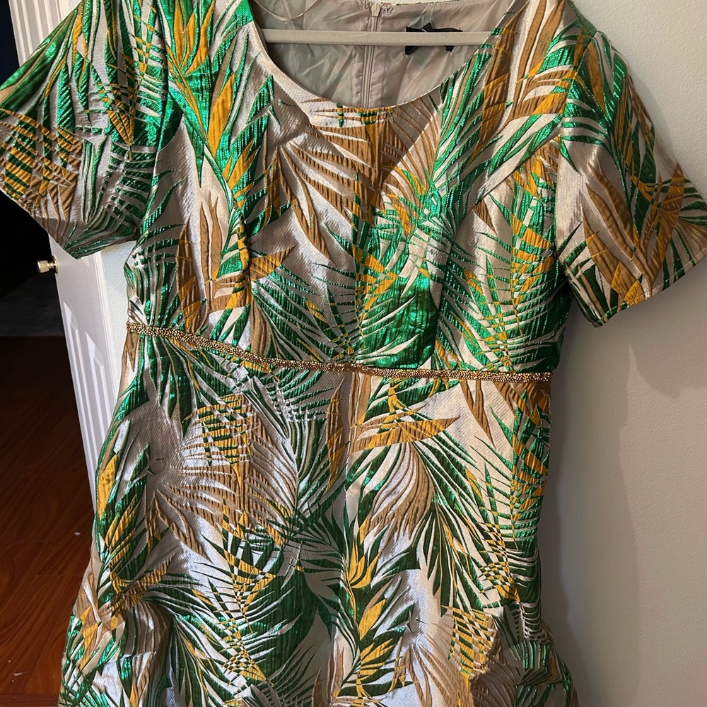 Tropical Leaf Print Mini Dress